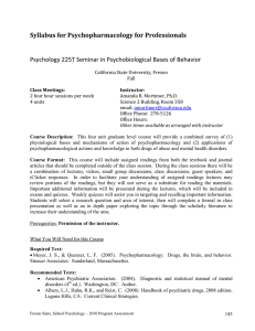 Syllabus for Psychopharmacology for Professionals