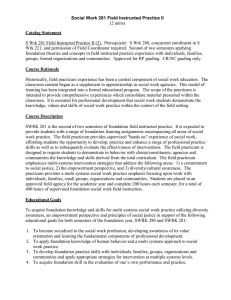 Social Work 281 Field Instructed Practice II Catalog Statement (2 units)