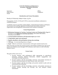 CI 161 SE: Methods and Materials in Secondary Agricultural Education 3 Units