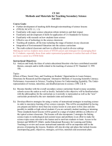 CI 161 Methods and Materials for Teaching Secondary Science