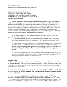 ENGL 200 B Westman Assignment for Persuasive Research Paper (Paper #4)