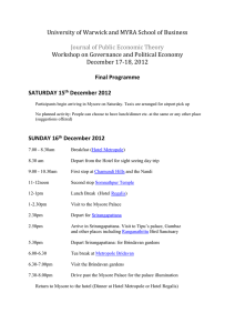 University of Warwick and MYRA School of Business  December 17-18, 2012