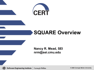 SQUARE Overview Nancy R. Mead, SEI  © 2009 Carnegie Mellon University