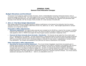 GENERAL FUND  General Fund Allocation Changes Budget Allocations and Enrollment