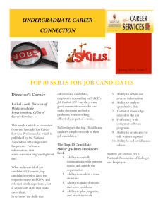 Top 10 skills for job candidates Undergraduate Career Connection Director’s Corner