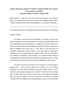 Speech delivered by Anthony F. Camilleri, President of KSU at... of the academic year 2005-6