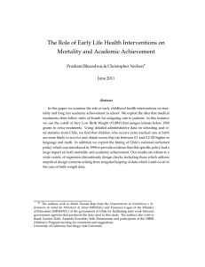 The Role of Early Life Health Interventions on June 2011