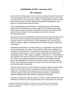 LONGBRAKE LETTER – November 2015 Bill Longbrake*