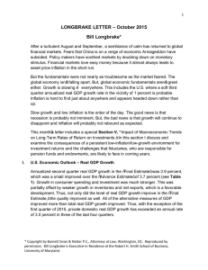 LONGBRAKE LETTER – October 2015 Bill Longbrake*