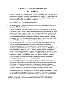 LONGBRAKE LETTER – September 2015 Bill Longbrake*