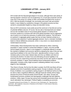 LONGBRAKE LETTER – January 2015 Bill Longbrake*