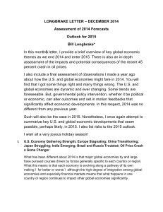 LONGBRAKE LETTER – DECEMBER 2014 Assessment of 2014 Forecasts Outlook for 2015