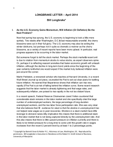 LONGBRAKE LETTER – April 2014 Bill Longbrake*