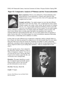 Paper #2: Comparative Analysis of Whitman and the Transcendentalists