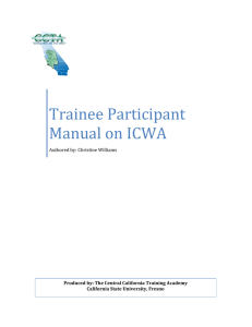 Trainee Participant Manual on ICWA  Authored by: Christine Williams
