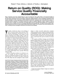 Return on Quality (ROQ): Making Service Quality Financially Accountable