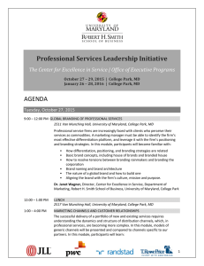 Professional Services Leadership Initiative AGENDA The Center for Excellence in Service |