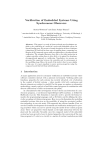 Verication of Embedded Systems Using Synchronous Observers Martin Westhead and Simin Nadjm-Tehrani