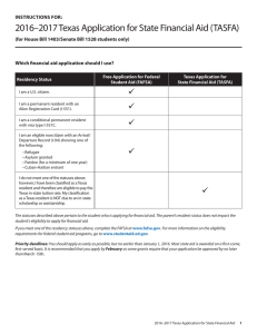 2016–2017 Texas Application for State Financial Aid (TASFA)