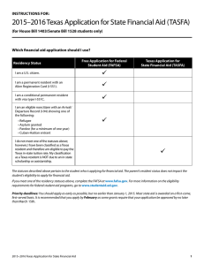 2015–2016 Texas Application for State Financial Aid (TASFA)