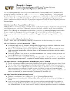 Alternative Breaks Community Partner Agreement &amp; Work Plan