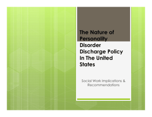 The Nature of Personality Disorder Discharge Policy