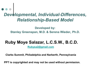 Developmental, Individual-Differences, Relationship-Based Model Ruby Moye Salazar, L.C.S.W., B.C.D. ,