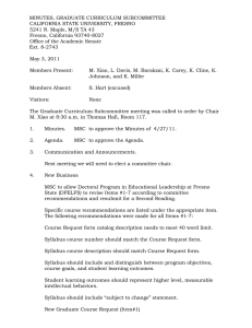 MINUTES, GRADUATE CURRICULUM SUBCOMMITTEE CALIFORNIA STATE UNIVERSITY, FRESNO Fresno, California 93740-8027