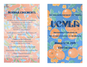 UCMLA Acknowledgements The English Department’s 6 Annual