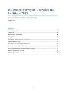 ISD student survey of IT services and facilities – 2013 Contents