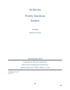 NURS184 Weekly Questions Booklet