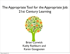 The Appropriate Tool for the Appropriate Job: 21st Century Learning Brian Curwick