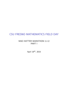CSU FRESNO MATHEMATICS FIELD DAY MAD HATTER MARATHON 11-12 PART I April 18