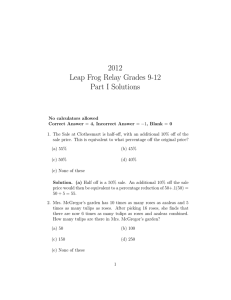 2012 Leap Frog Relay Grades 9-12 Part I Solutions