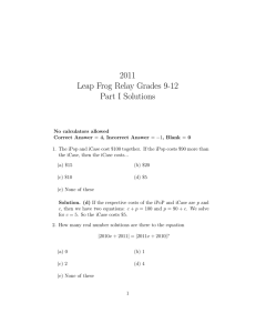 2011 Leap Frog Relay Grades 9-12 Part I Solutions