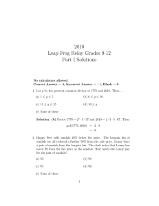 2010 Leap Frog Relay Grades 9-12 Part I Solutions