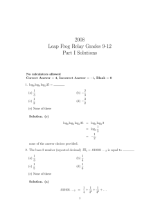 2008 Leap Frog Relay Grades 9-12 Part I Solutions