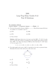 2008 Leap Frog Relay Grades 9-12 Part II Solutions