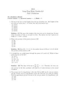 2012 Leap Frog Relay Grades 6-8 Part I Solutions
