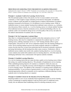 PRINCIPLES OF GOOD PRACTICE FOR SERVICE LEARNING PEDAGOGY