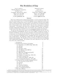 Guy L. Steele Jr. Richard P. Gabriel Thinking Machines Corporation Lucid, Inc.