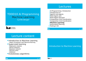 Lectures TDDD10	AI	Programming Machine	Learning