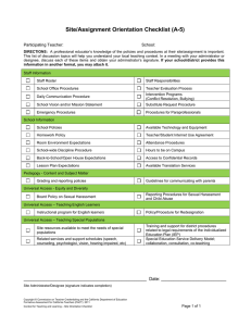 Site/Assignment Orientation Checklist (A-5)  Participating Teacher: School: