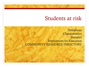 Students at risk Definitions Characteristics Statistics