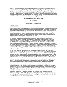 [NOTE:  This plan is intended as a model for... new probationary faculty. Written for a fictitious Department of Forestry,...