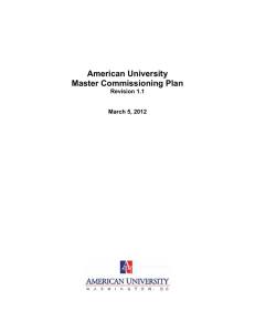 American University Master Commissioning Plan Revision 1.1