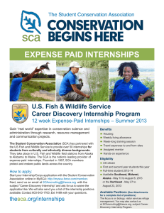 EXPENSE PAID INTERNSHIPS  U.S. Fish &amp; Wildlife Service Career Discovery Internship Program