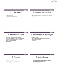 1. Title slide 2. Session plan/outline 29/01/2016