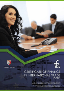 CERTIFICATE OF FINANCE IN INTERNATIONAL TRADE (COFIT)