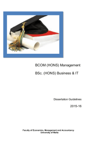 BCOM (HONS) Management  BSc. (HONS) Business &amp; IT 2015-16